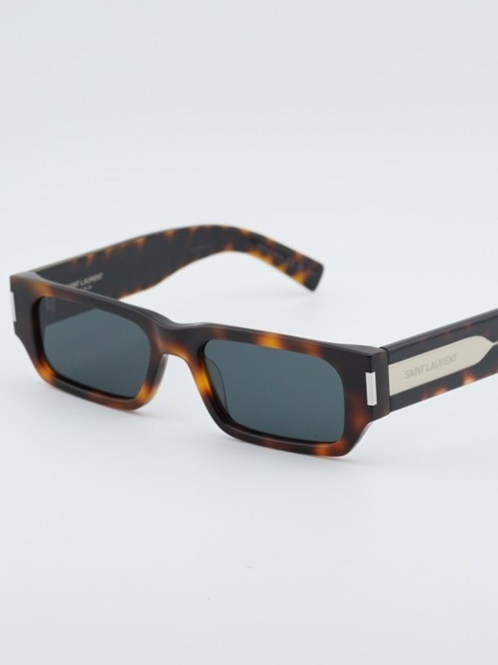 Saint Laurent SL660 002 Sunglasses Havana Rectangle Frame, Grey Lenses
